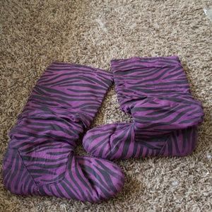 Purple and black zebra boots